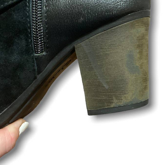 Clarks Enfield Canal Black Suede Side Zip Heeled Booties - Picture 9 of 10